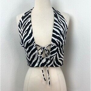 Princess Polly Zebra Satin Halter Top Sz 12 Sexy Babydoll Clubwear Festival Y2K